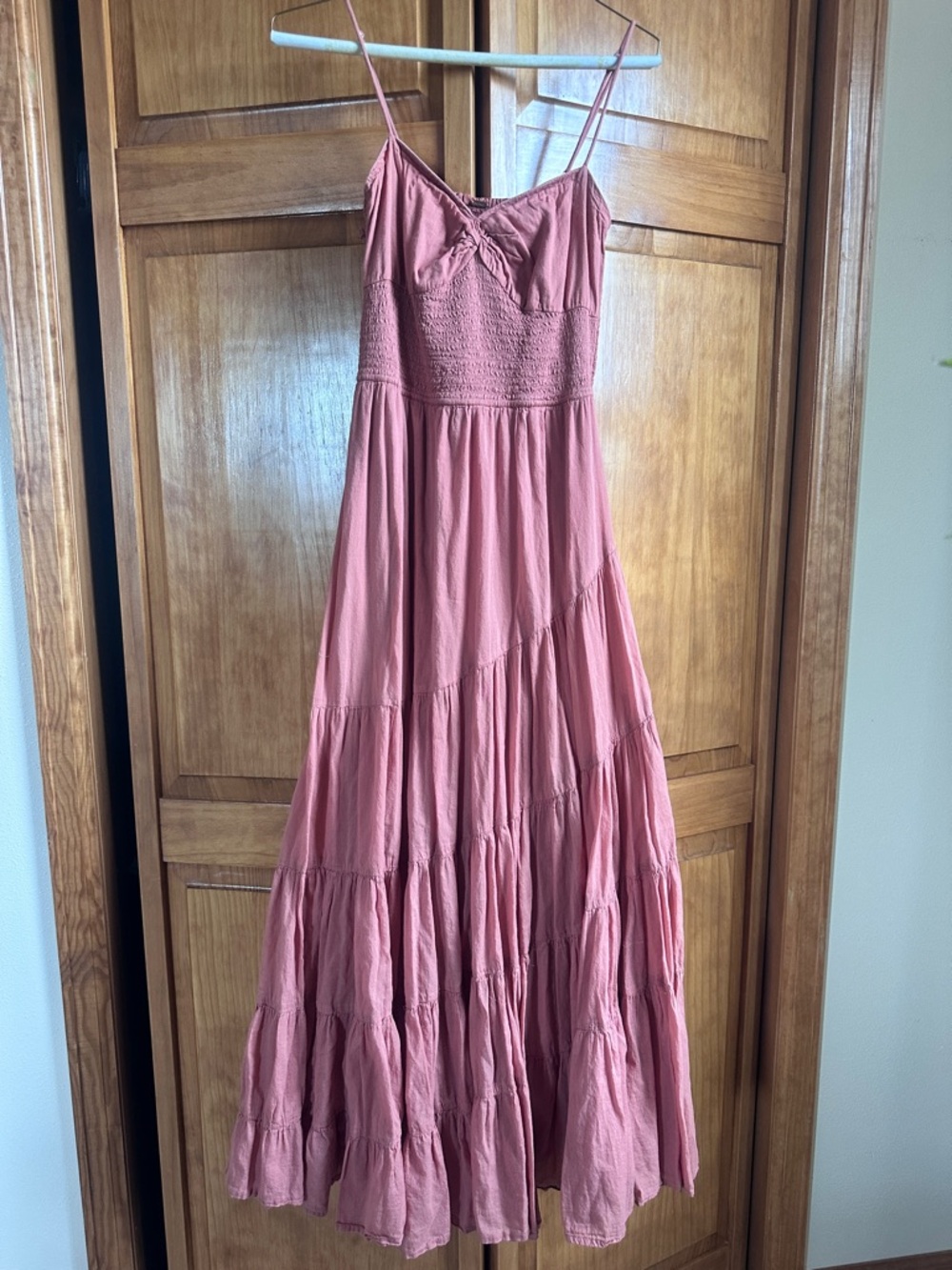 Free People Women’s Dusty Rose Maxi Sundress with Smocked Bodice Small
